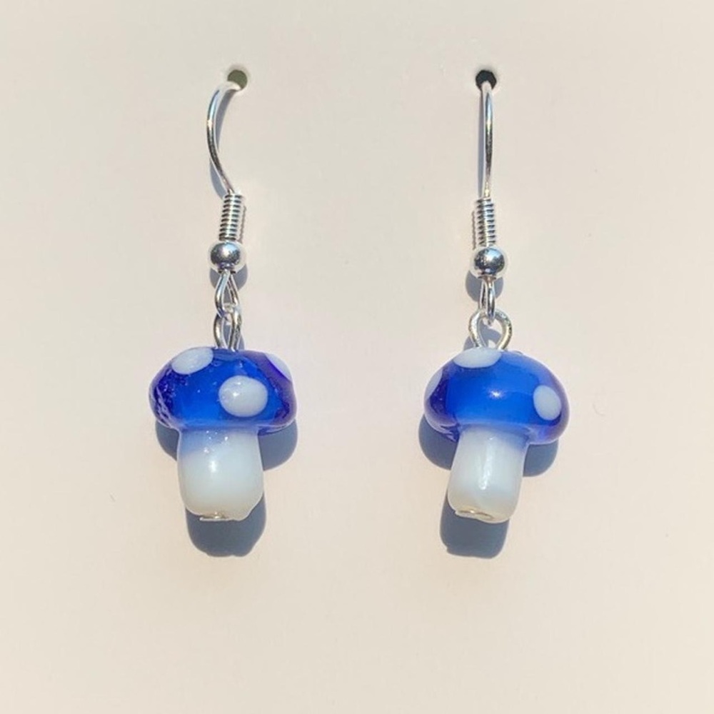 Handmade Glass Mushroom Earrings